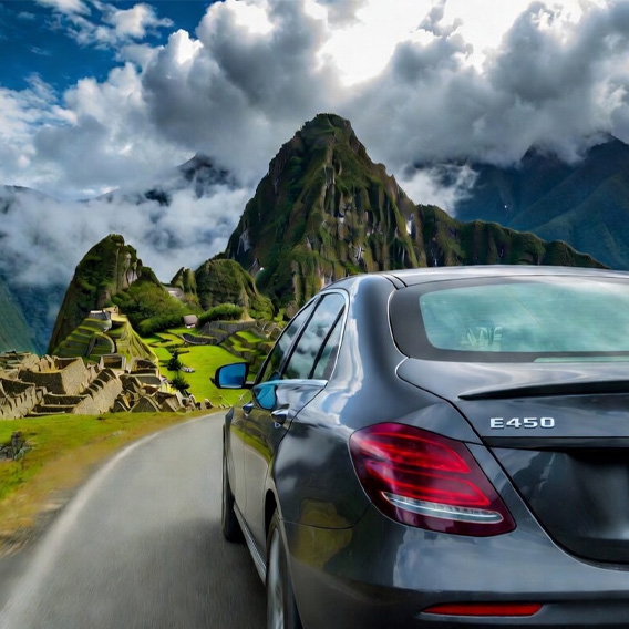 Car driving on rugged road